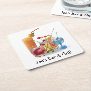 Cocktails Collection für Bar Square Paper Unterse Rechteckiger Pappuntersetzer