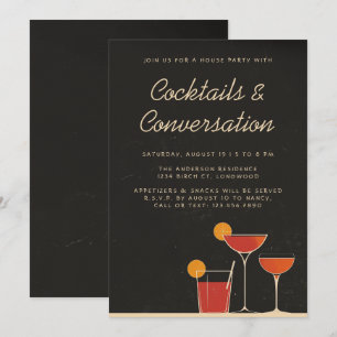 Cocktails & Conversation Retro Drinks House Party Einladung
