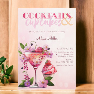 Cocktails & Cupcakes Modernes Brautparty Einladung