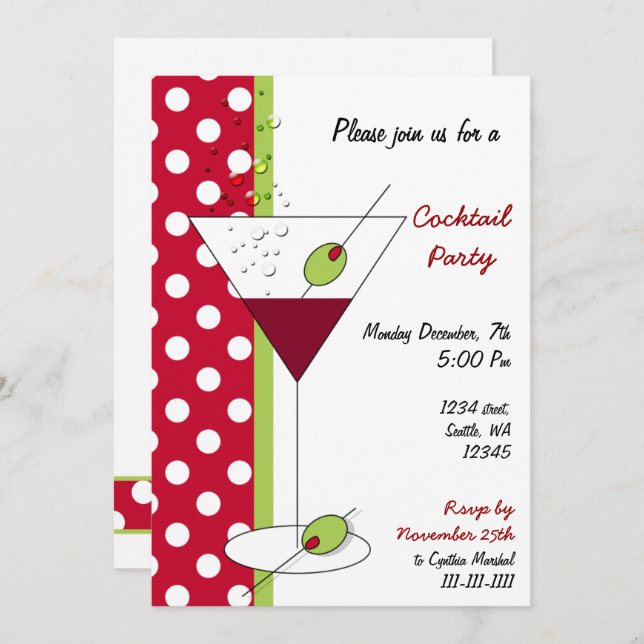 Cocktails de vacances Invitation (Devant / Derrière)