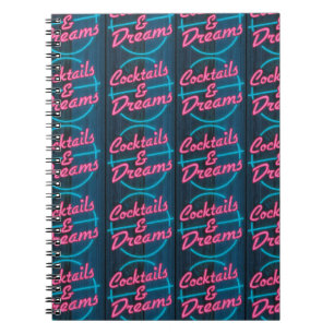Cocktails et Dreams Neon Sign Motif Carnet