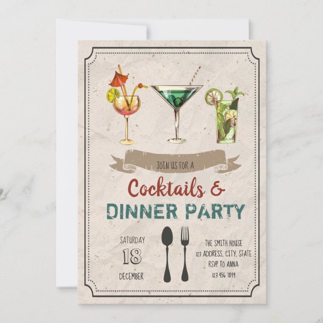 Cocktails et invitation à la fête du dîner (Devant)