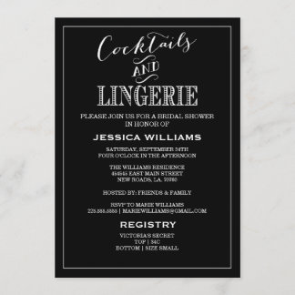 Cocktails et noir des invitations | de douche de