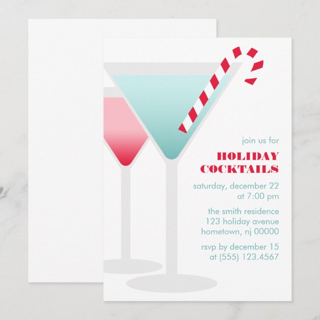 Cocktails Festifs Invitations Fêtes (Devant / Derrière)
