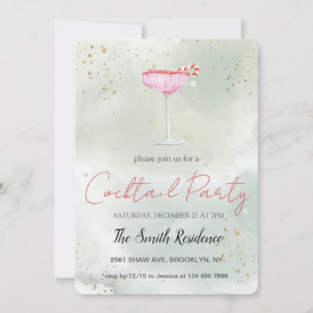 Cocktails Festliche Getränke Niedlich Einladung (Vorderseite)