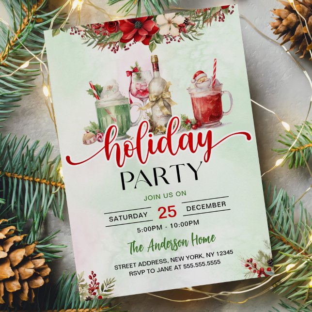 Cocktails Festliche Getränke Weihnachts-Party Einladung (Von Creator hochgeladen)