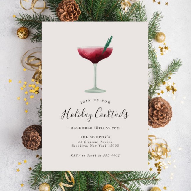 Cocktails Festliche Getränke Weihnachts-Party Einladung (Von Creator hochgeladen)