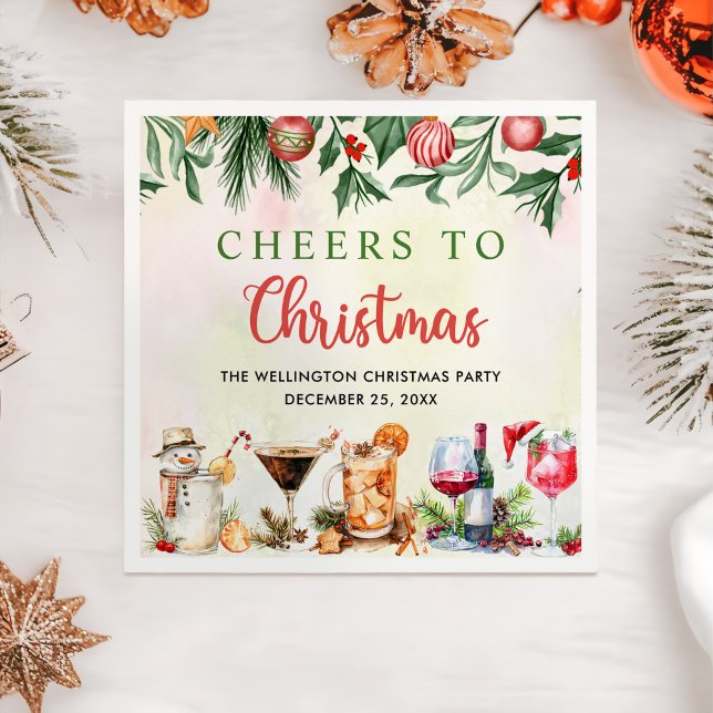 Cocktails Festliche Getränke Weihnachts-Party Serviette (Von Creator hochgeladen)