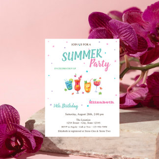 Cocktails Früchte Sommer Geburtstag Einladung