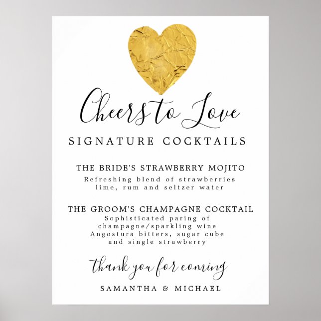 Cocktails für Hochzeiten und Bar Poster (Vorne)