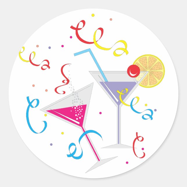 Cocktails für zwei runder aufkleber (Vorderseite)