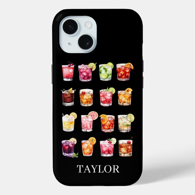 Cocktails Galore Monogrammed Case-Mate iPhone Hülle (Rückseite)
