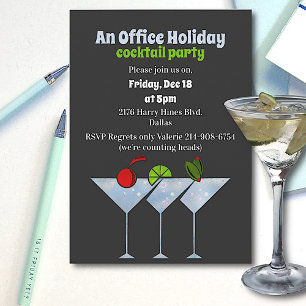 Cocktails Gris Stylish Christmas Party Invitation