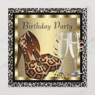 Cocktails Hochhaushose Frauen Leopard Geburtstag Einladung