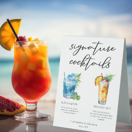Cocktails Hochzeitsmenü für Beach Signature Tischaufsteller