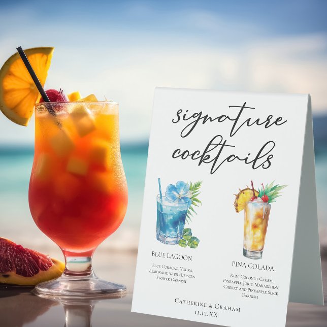 Cocktails Hochzeitsmenü für Beach Signature Tischaufsteller (Von Creator hochgeladen)