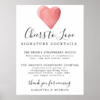 Cocktails Hochzeitssignatur des Roten Herzens