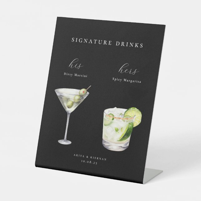 Cocktails Hochzeitssignatur Drinks Sockelschild (Vorderseite)