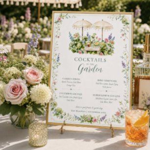 Cocktails im Garten Botanischer Bar-Menü-Schilder Poster