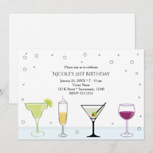 Cocktails Invitations Filles 21e anniversaire