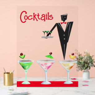 Cocktails Kellner mit Acrylzeichen für Getränke Acrylschild