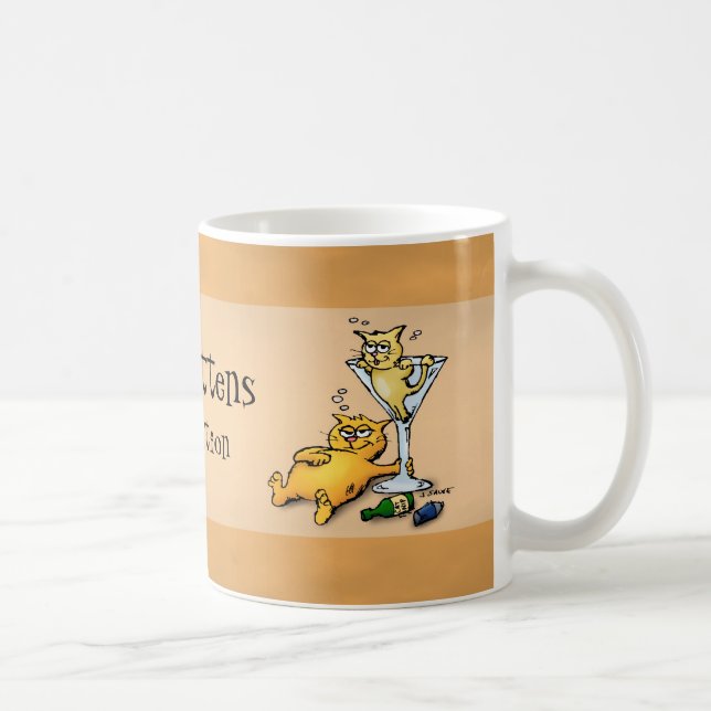 Cocktails & Kittens Gold Cartoon Tasse (Rechts)