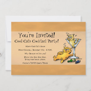 Cocktails & Kittens Gold Cocktail Party Einladung