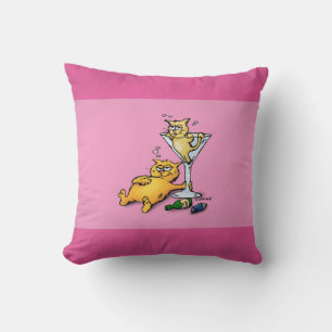 Cocktails & Kittens Rosa Cartoon-Kissen Kissen