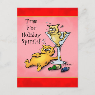 Cocktails & Kittens Weihnachts-Geister Postkarte