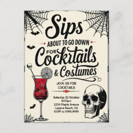 Cocktails & Kostüme Halloween Feiertagspostkarte