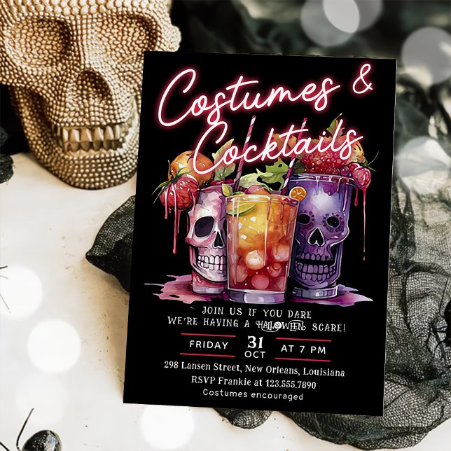 Cocktails & Kostüme Möwe Erwachsenes Halloween-Par Einladung (Von Creator hochgeladen)