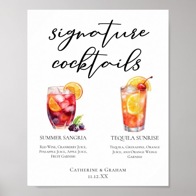 Cocktails-Menü für die Unterschrift Poster (Vorne)