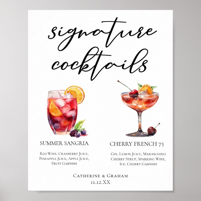 Cocktails-Menü für Fruchtauftritte Poster (Vorne)