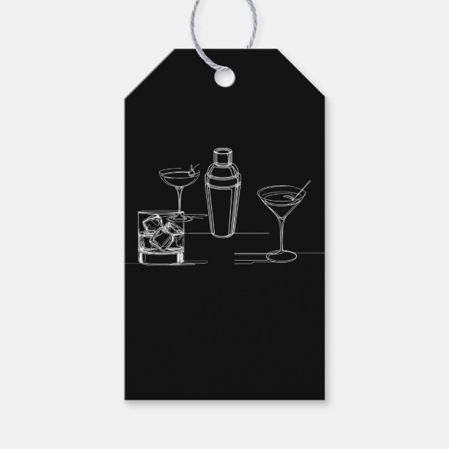 Cocktails Minimal Modernes Schwarz-Weiß-Party Geschenkanhänger (Vorderseite)