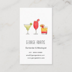 Cocktails Mischgetränke Wasserfarbe Barkeeper Unte Visitenkarte