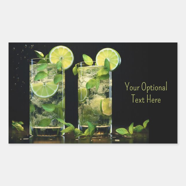 Cocktails mit benutzerdefiniertem Text Rechteckiger Aufkleber (Vorderseite)