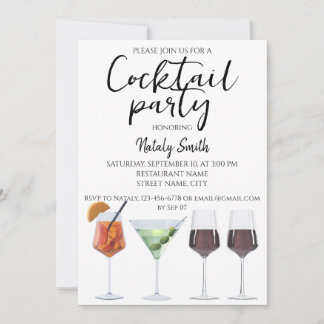 Cocktails mit bunten Cocktails Einladung
