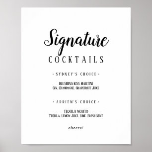 Cocktails mit einfacher Minimalistischer Signatur  Poster