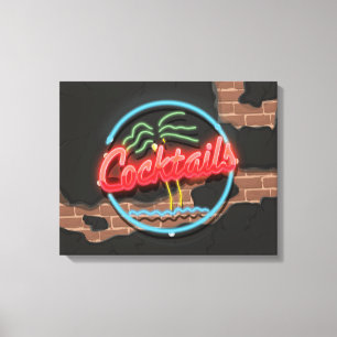 Cocktails Nightclub Neon Leinwanddruck