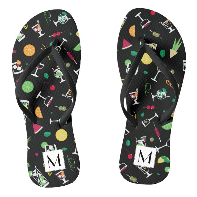 Cocktails Party Pattern Flip Flops (Fußbett)