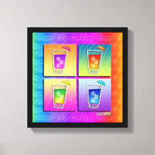 COCKTAILS POP ART Toile de Canvas tendue sur châss