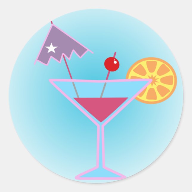 Cocktails Runder Aufkleber (Vorderseite)