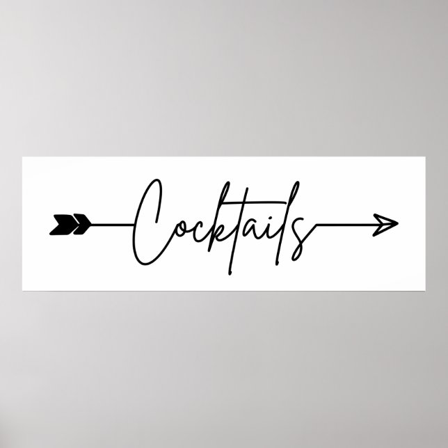 Cocktails-Schild Hochzeitszeichen Poster (Vorne)