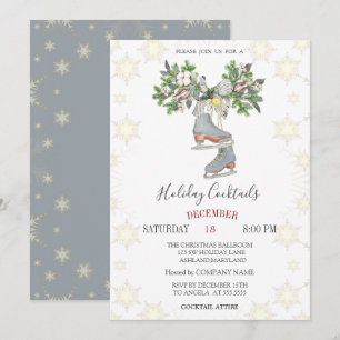 Cocktails Schneeflocken Skate Weihnachten Einladung