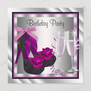 Cocktails Schuhe Frauen Hot Pink Black Birthday Einladung