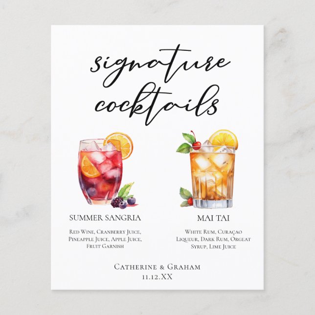 Cocktails Signature bord de la piscine Menu Mariag (Devant)
