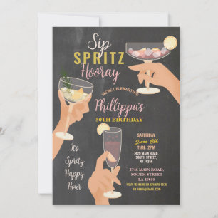 Cocktails Sip Spritz Hooray Party Drinks Geburtsta Einladung