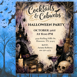 Cocktails & Spinnweben Halloween-Party-Feier Einladung