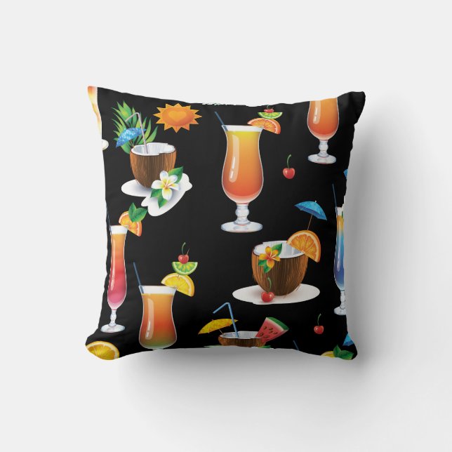 Cocktails tropicaux Boissons Oreillers décoratifs (Recto)