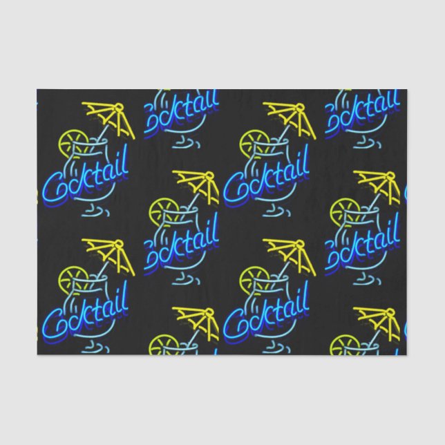 Cocktails Umbrella Drink Neon Sign Seidenpapier (Vorderseite)